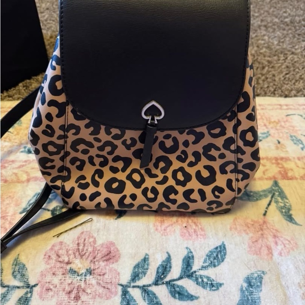 Kate Spade Black and Tan Leopard Backpack